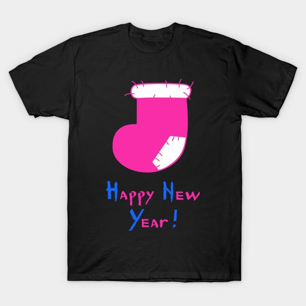 Pink Felt Christmas Stocking. Happy New Year! T-Shirt by ArchiTania